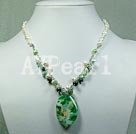 Discount pearl and green agate necklace