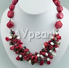 Discount coral pearl smoky quartz necklace