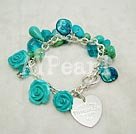 Discount turquoise flower and crystal and shell bracelet