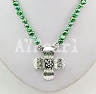 Discount 6-7mm dyed pearl and tibet silver flower necklace