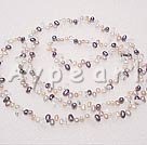 Discount white pink purple black pearl crystal necklace