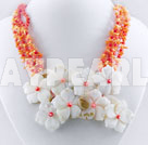 Discount coral and shell flower necklace