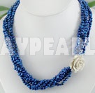Discount dyed blue pearl necklace