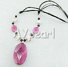 Discount biwa pearl and dyed botswana agate necklace