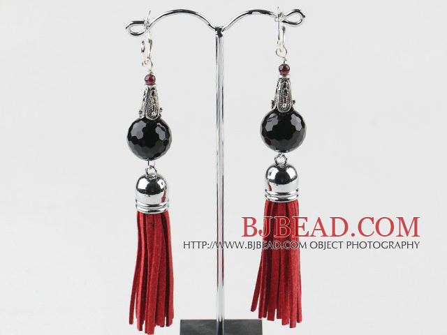 black agate fashion earrings with tassels