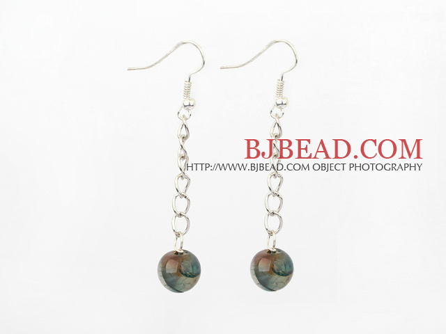 long style blue agate earrings