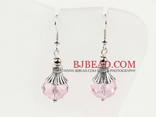 pretty light pink crystal ball earrings
