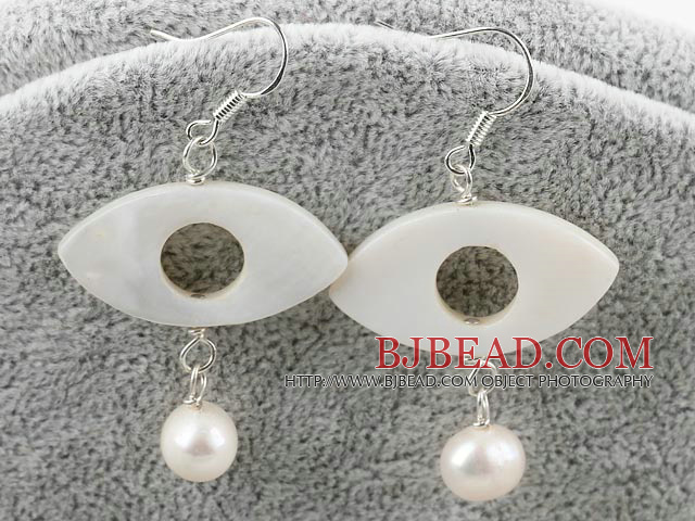 seashell beads and white pearl earrings