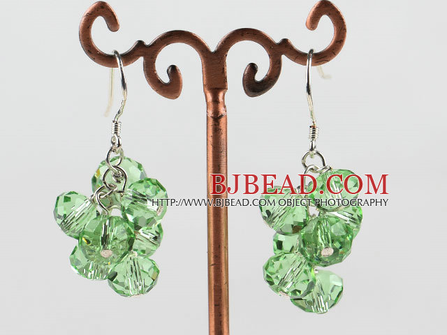 trendy manmade cluster style green crystal earrings