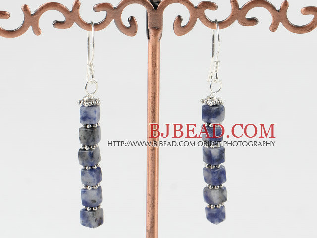 cute 4mm square shape sodalite earrings