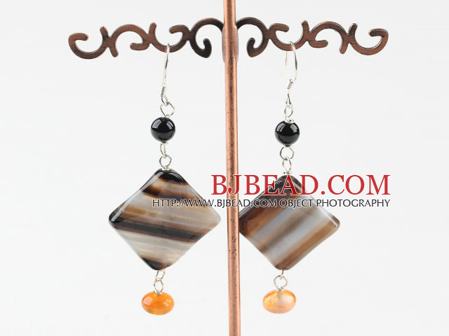 fashion black and orange agate earrings