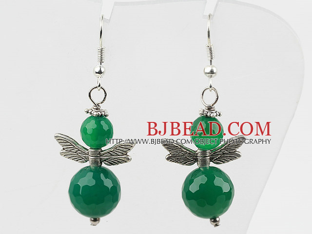 Lovely Style Faceted Green Agate Earrings