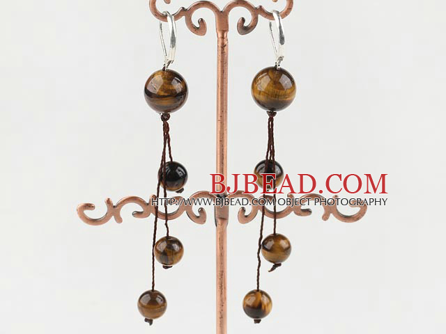 tiger eyes ball earrings