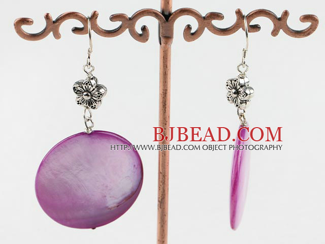 dyed purple shell earrings