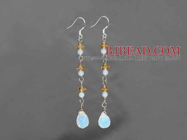 long style opan and yellow crystal earrings