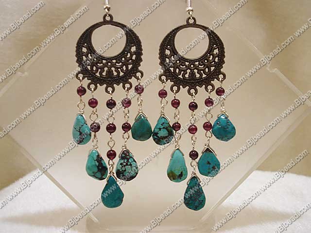 garnet turquoise earrings