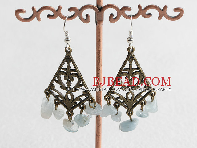 chandelier shape Aquamarine chips earring