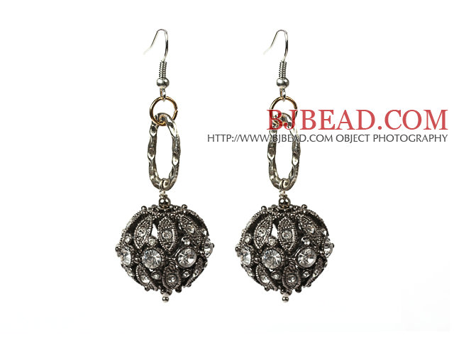 Vintage Style Black Rhinestone Dangle Earrings