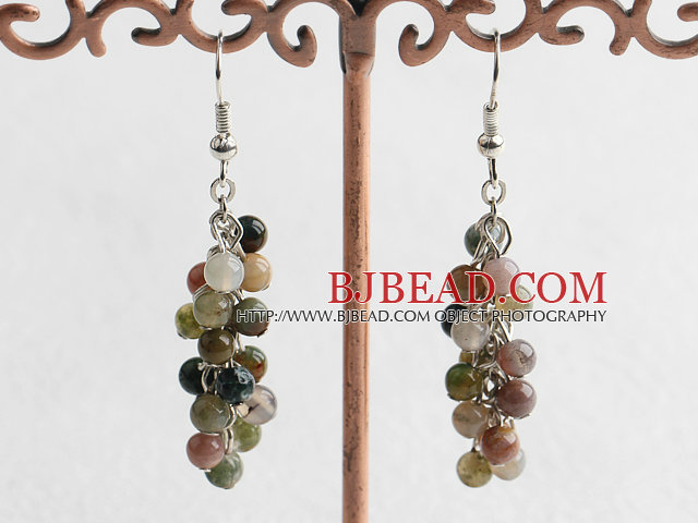 seven colored jade cluster earrings