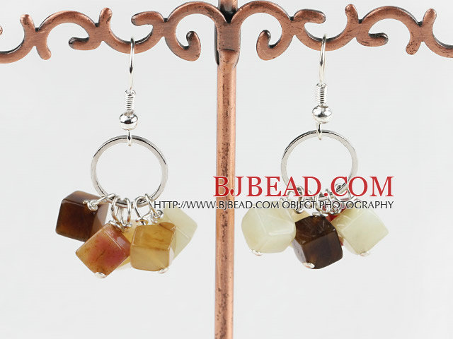 three colored jade earrings