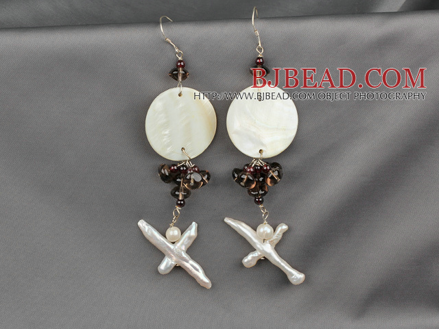 garnet pearl shell earrings