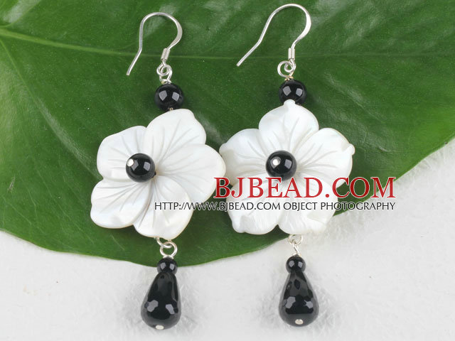 flower style agate earrings