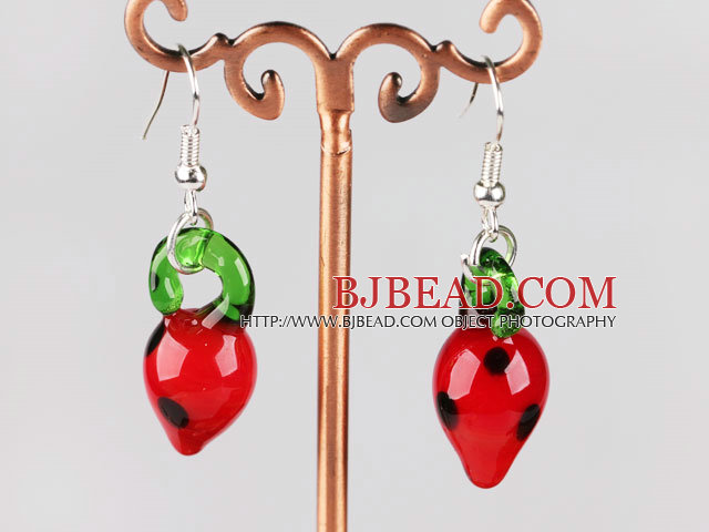 strawberry shape colored glaze earrings