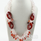New Design White Crystal and Red Agate Necklace