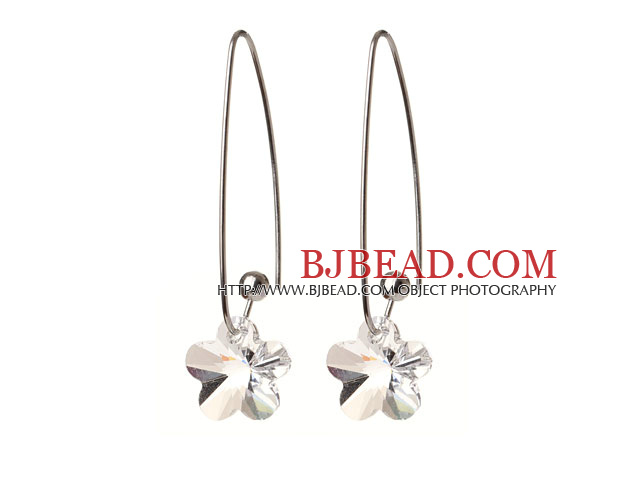 2014 Summer New Design Wintersweet Flower Shape Clear Austrian Crystal Earrings With Long Hook