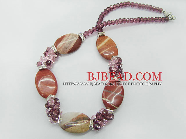 crsyal and red agate necklace