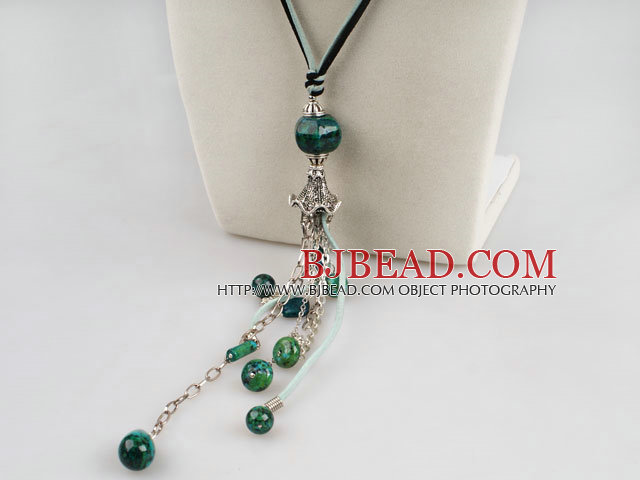 fashion long style phoenix stone necklace