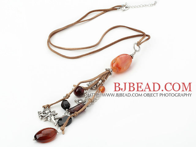 red agate necklace with extendable chain