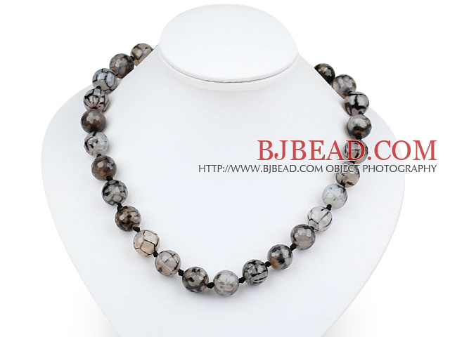 14mm fantastic agate beaded necklace