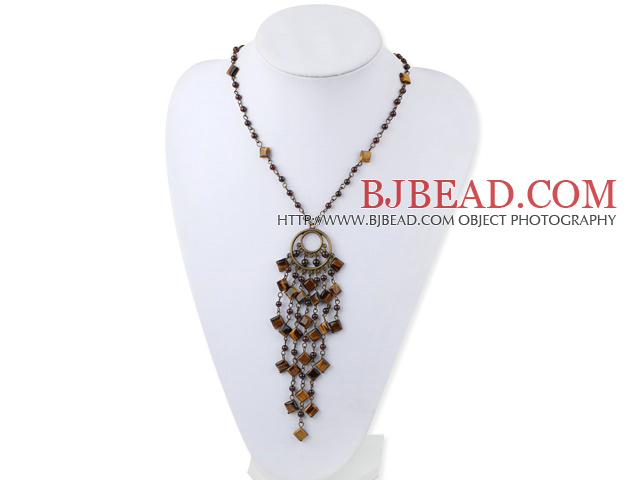 garnet and blue tiger's eye necklace