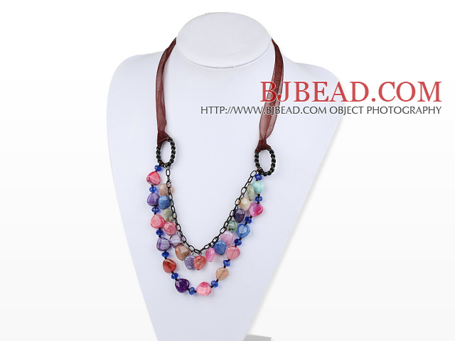 Multi Color Burst Pattern Agate Necklace