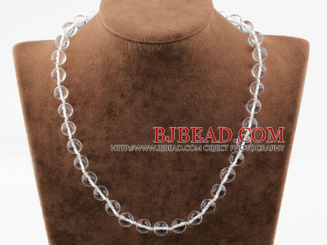 Classic Design Faceted White Manmade Crystal Beaded Necklace