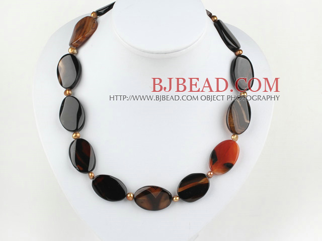 pearl and agate necklace with spring ring clasp