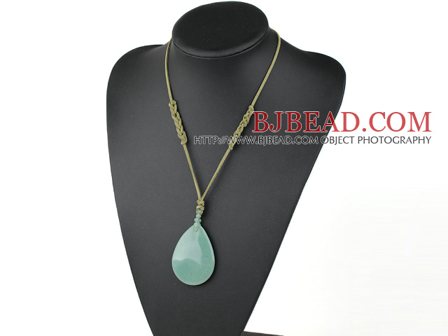 17 inches simple aventurine pendant necklace with lobster clasp