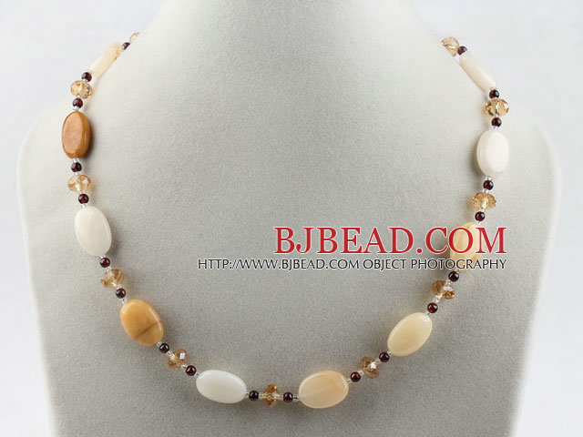 popular garnet and crystal necklace