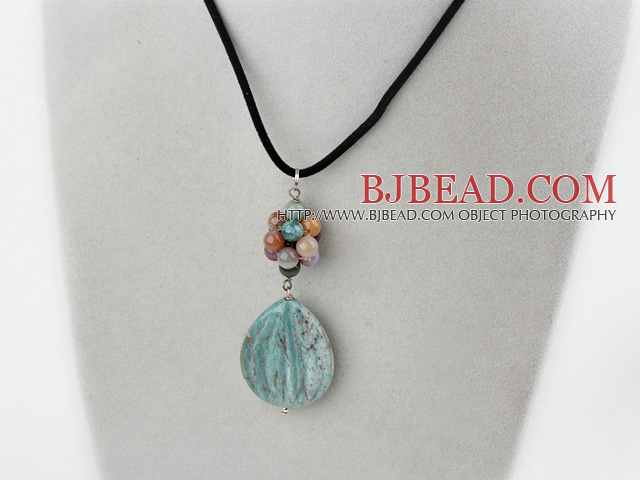 India agate pendant necklace with lobster clasp