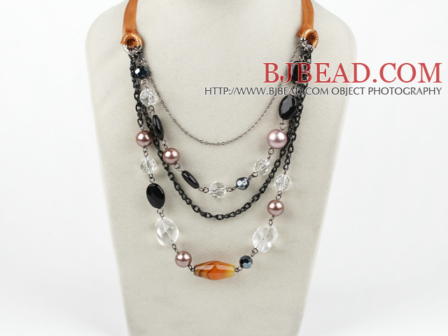 hot crystal agate and shell necklace