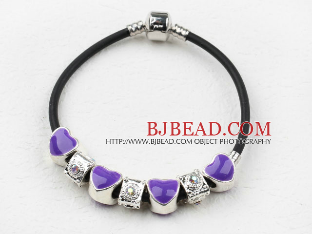 Fashion Style Purple Color Heart Shape Accessories Charm Bracelet