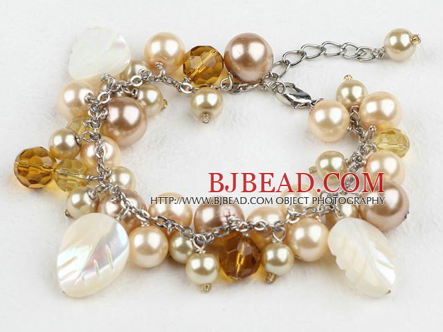 Seashell bead crystal bracelet