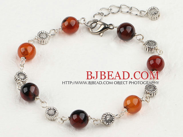 fancy 8mm round agate bracelet with extendable chain