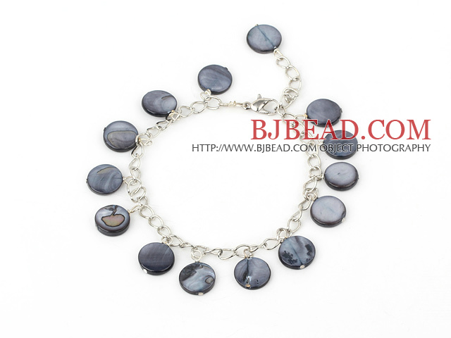 11mm black round shell bracelet with extendable chain