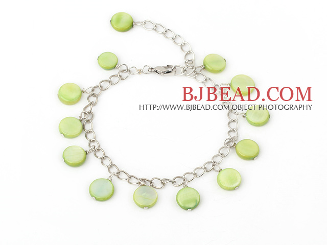 11mm green round shell bracelet with extendable chain