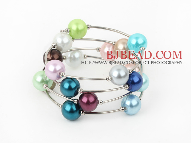 12mm round colorful acrylic beaded bangle