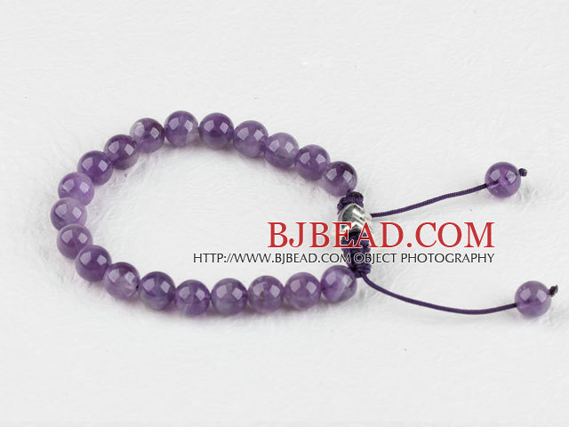 7.5 inches 8mm amethyst beads bracelet with extendable chain