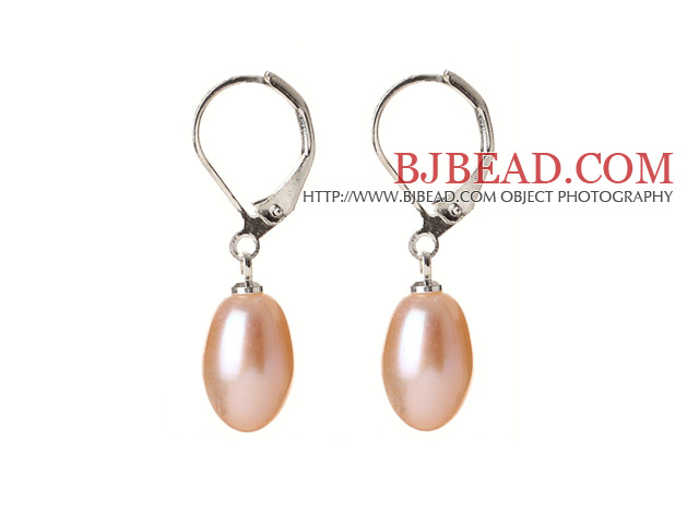 Elegant Natural Drop Shape Pink Freshwater Pearl Earrings with Lever Back Hook