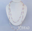 fashion long style acrylic and pink crystal beaded necklace